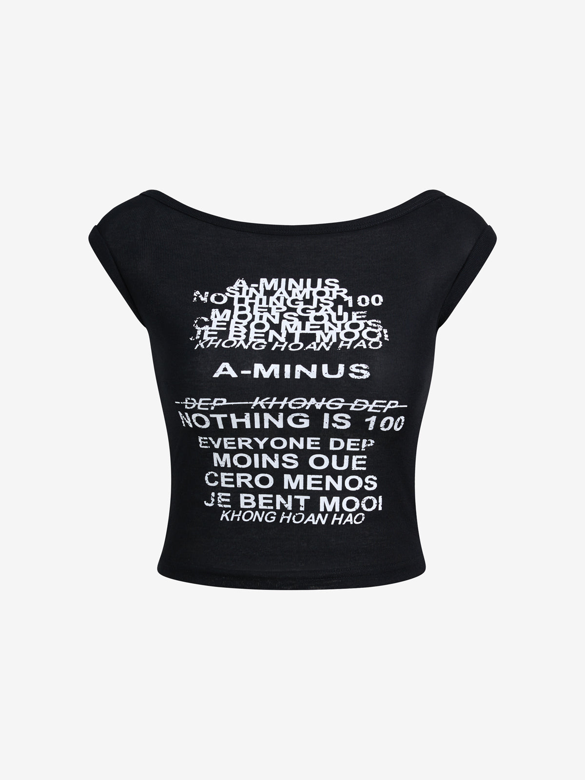 Fashionable Hot Girl Personalized Letter Print See-Through Short One-Shoulder Tank Top