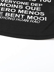 Fashionable Hot Girl Personalized Letter Print See-Through Short One-Shoulder Tank Top
