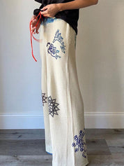Hot Girl Street Fashion Color-Blocked Graffiti Print Loose Straight Wide Leg Pants