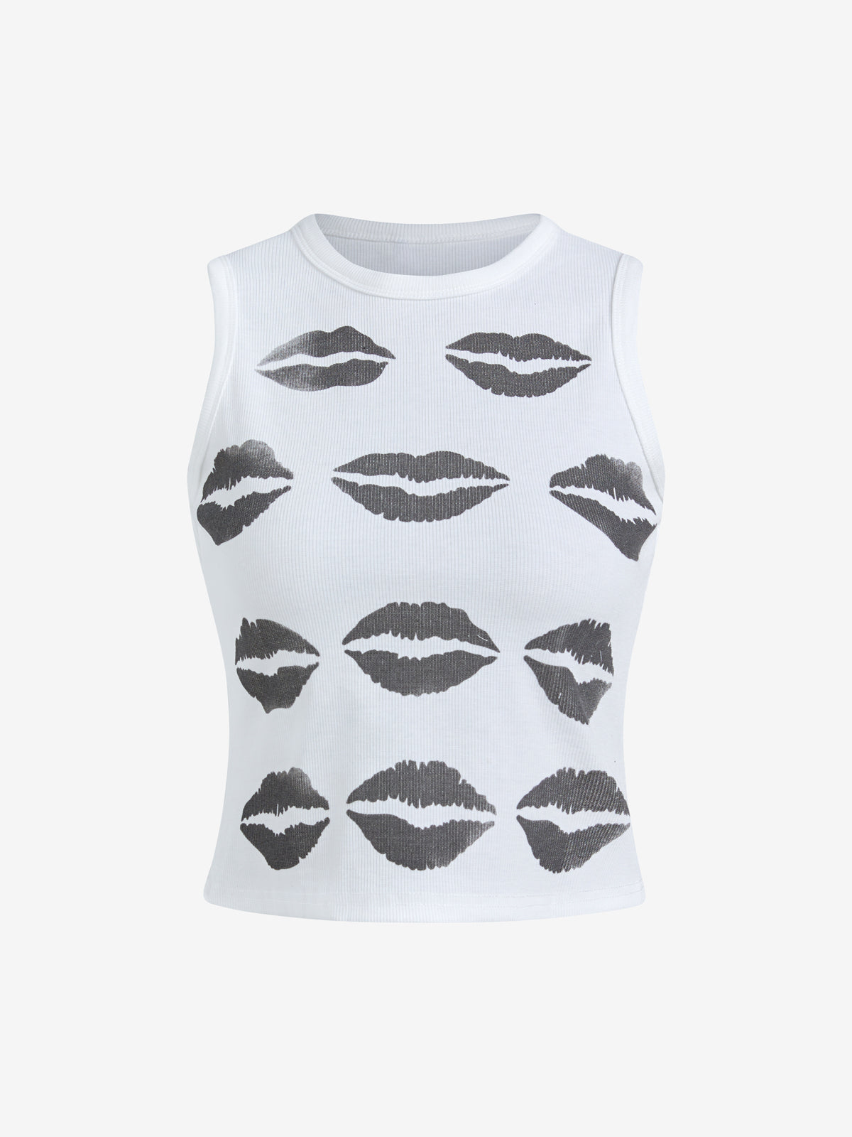 Spicy Girl Y2K Summer New Arrival Lip Print Ribbed Tank Top