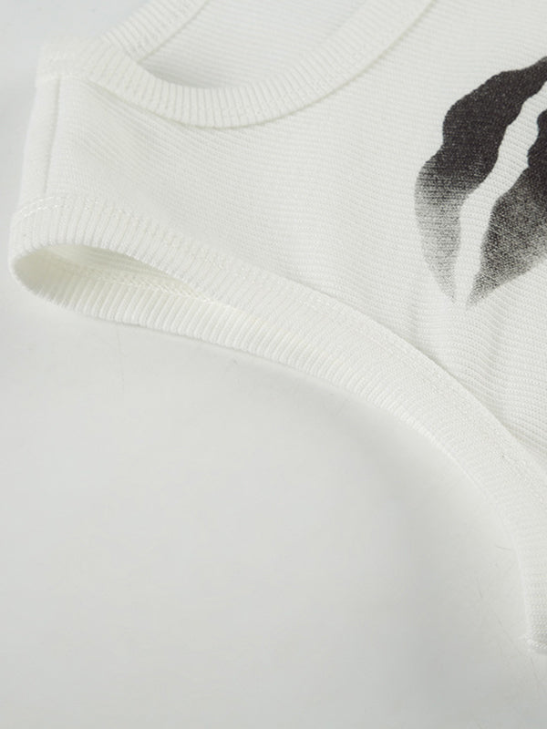 Spicy Girl Y2K Summer New Arrival Lip Print Ribbed Tank Top