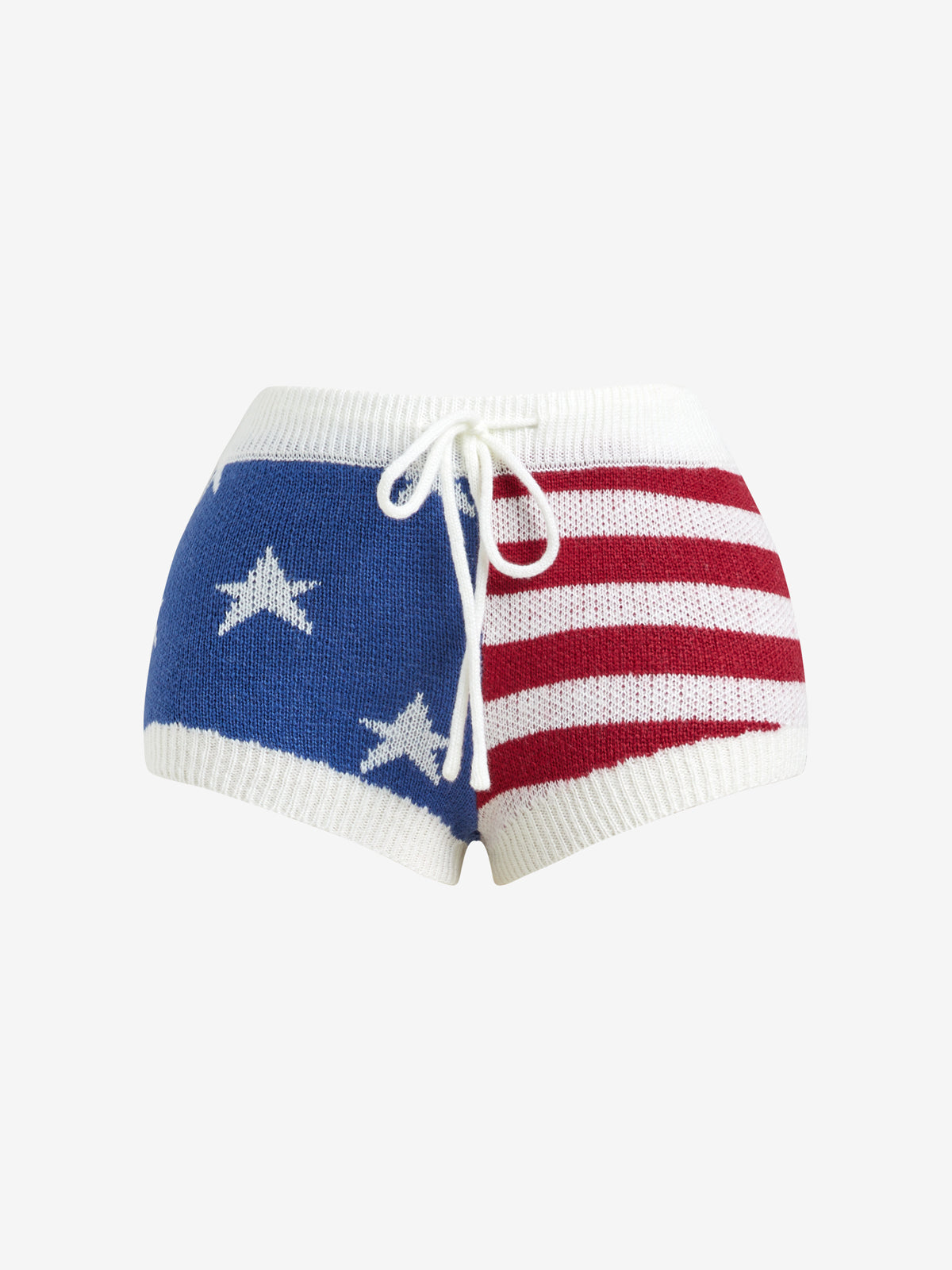 Street-Style Sexy Y2K Low-Rise Star-Striped Contrasting Color Knit Shorts