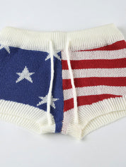 Street-Style Sexy Y2K Low-Rise Star-Striped Contrasting Color Knit Shorts