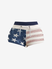 Street-Style Sexy Low-Rise Star-Striped Hot Shorts