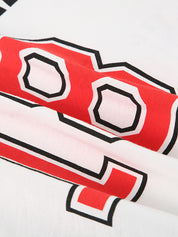 American-Style Printed Jersey Slim-Fit V-Neck Streetwear Letter And Number Short-Sleeved T-Shirt