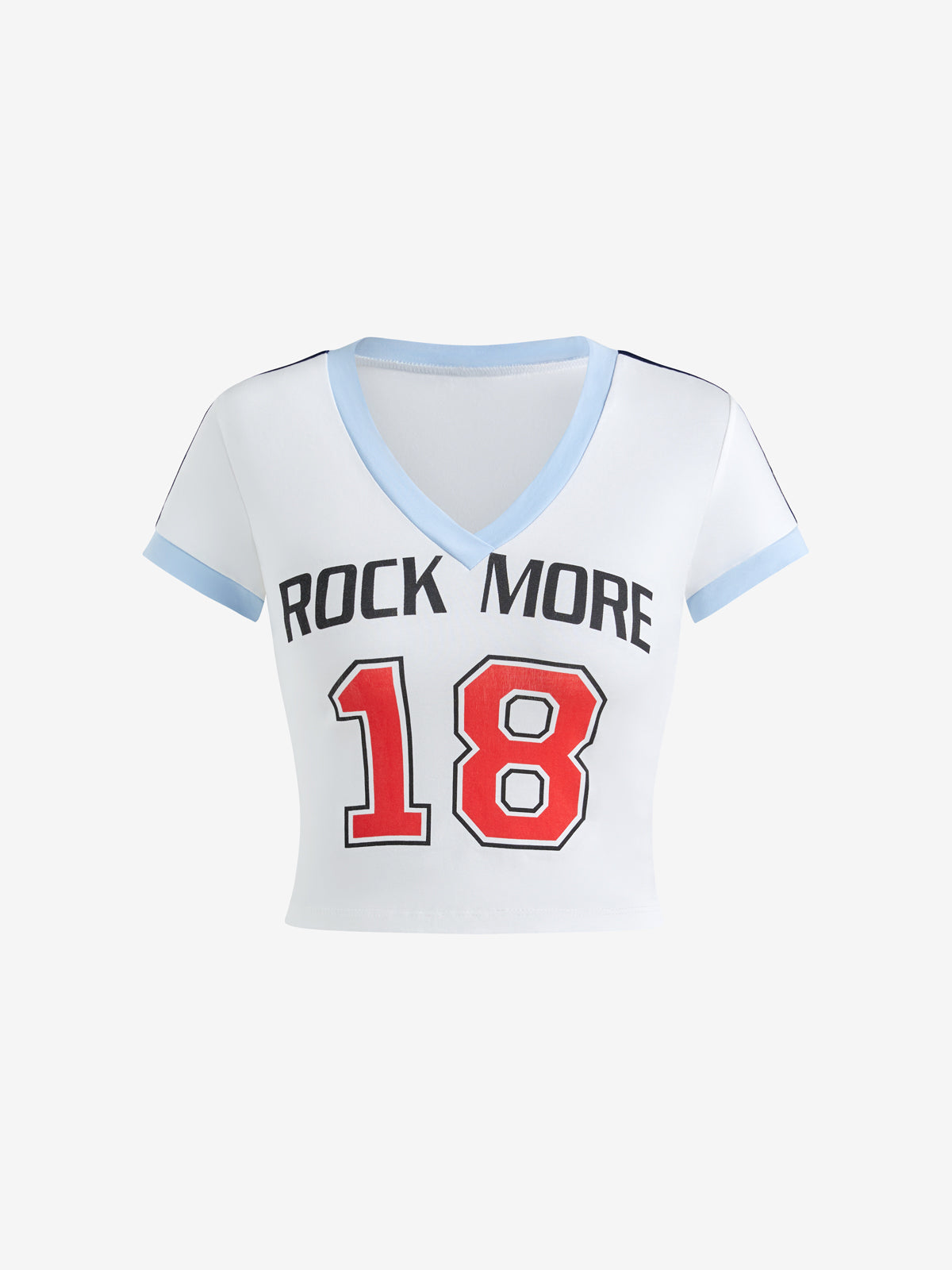 American-Style Printed Jersey Slim-Fit V-Neck Streetwear Letter And Number Short-Sleeved T-Shirt