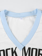American-Style Printed Jersey Slim-Fit V-Neck Streetwear Letter And Number Short-Sleeved T-Shirt