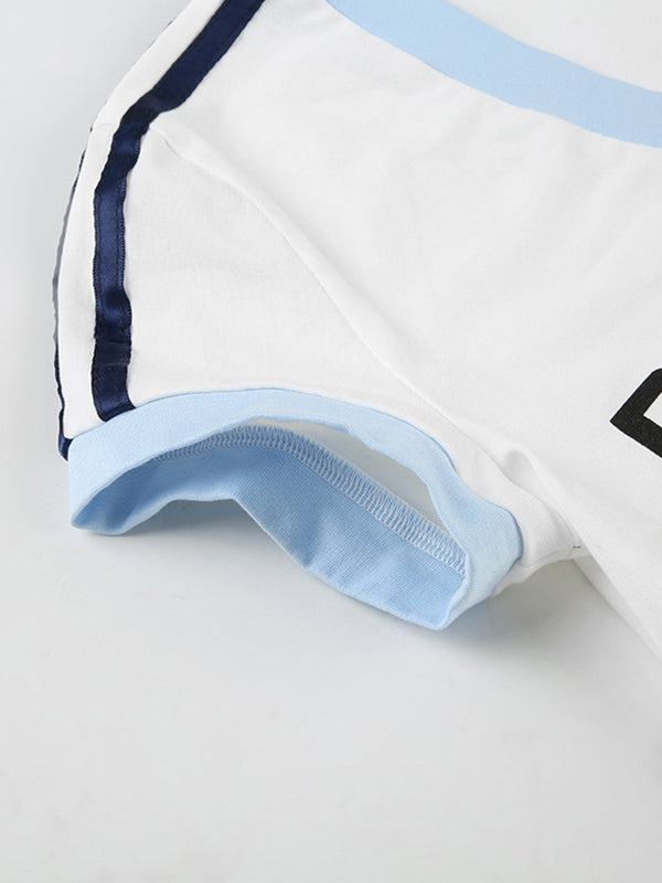 American-Style Printed Jersey Slim-Fit V-Neck Streetwear Letter And Number Short-Sleeved T-Shirt