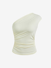 2025 Summer New Fashion Y2K Hot Girl Off-The-Shoulder Pleated Stretch Tank Top