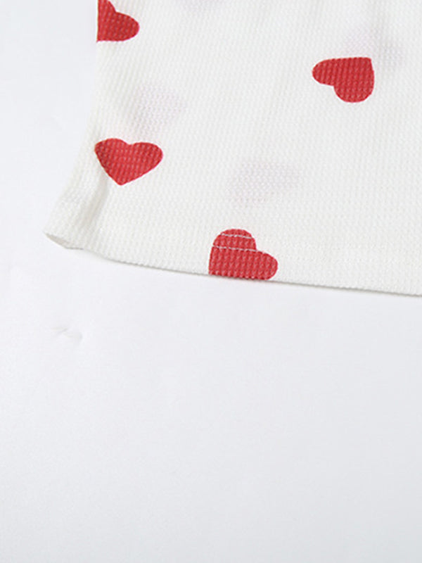 Street Fashion Pure Desire Hot Girl Y2K Heart Print Contrasting Color Halter Tank Top