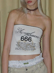 Spicy Girl Y2K Street Fashion Printed Cropped Bandeau Top