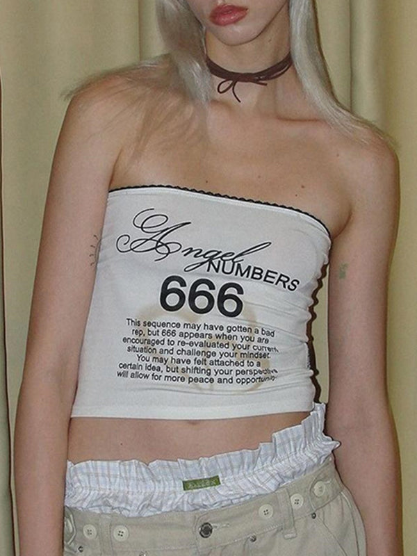 Spicy Girl Y2K Street Fashion Printed Cropped Bandeau Top
