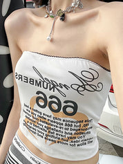 Spicy Girl Y2K Street Fashion Printed Cropped Bandeau Top