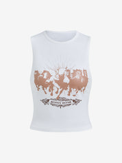 Y2K Spice Girls Music Festival Small Diamond Letter Print Cropped Tank Top