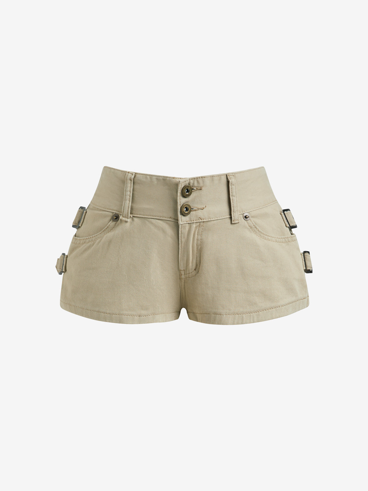 Simple Low-Waist Pocket Loose Casual Workwear Straight-Leg Shorts