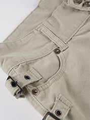 Simple Low-Waist Pocket Loose Casual Workwear Straight-Leg Shorts