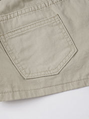 Simple Low-Waist Pocket Loose Casual Workwear Straight-Leg Shorts