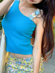Romantic Floral Off-The-Shoulder Sexy Vacation Vest