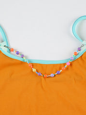 Dopamine Bead Adjustable Detachable Chain Bow Tie Hot Girl Tank Top