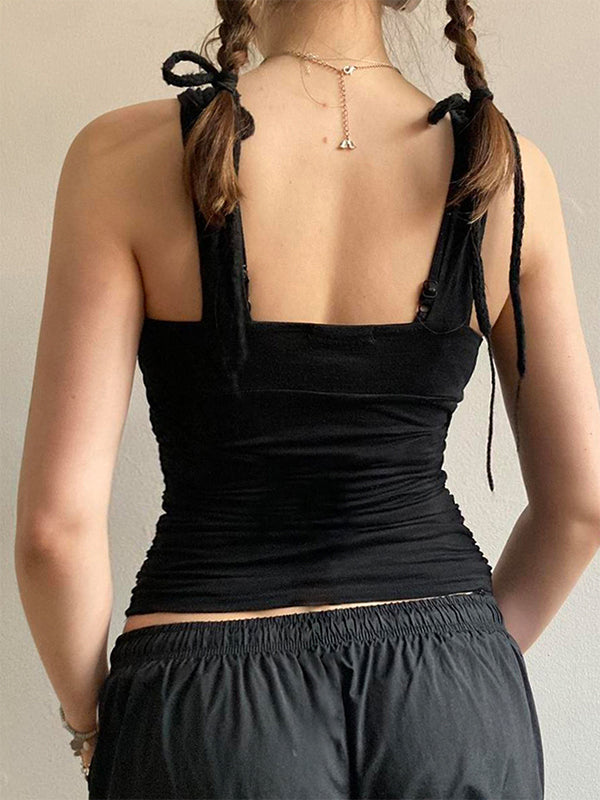 Dark Y2K Print Sexy V-Neck Hot Girl Tank Top
