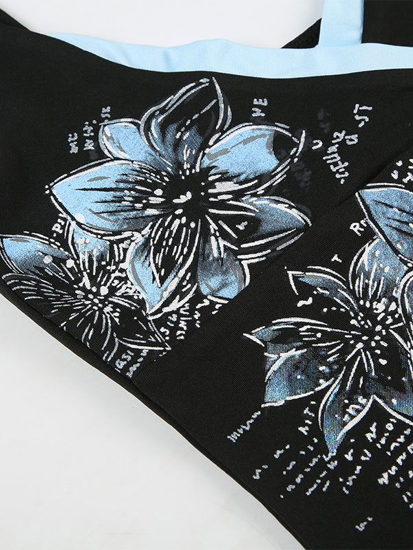 Dark Y2K Print Sexy V-Neck Hot Girl Tank Top