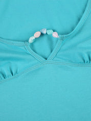 Colorful Stone Beaded Sexy V-Neck Openwork Slim-Fit Short-Sleeved T-Shirt