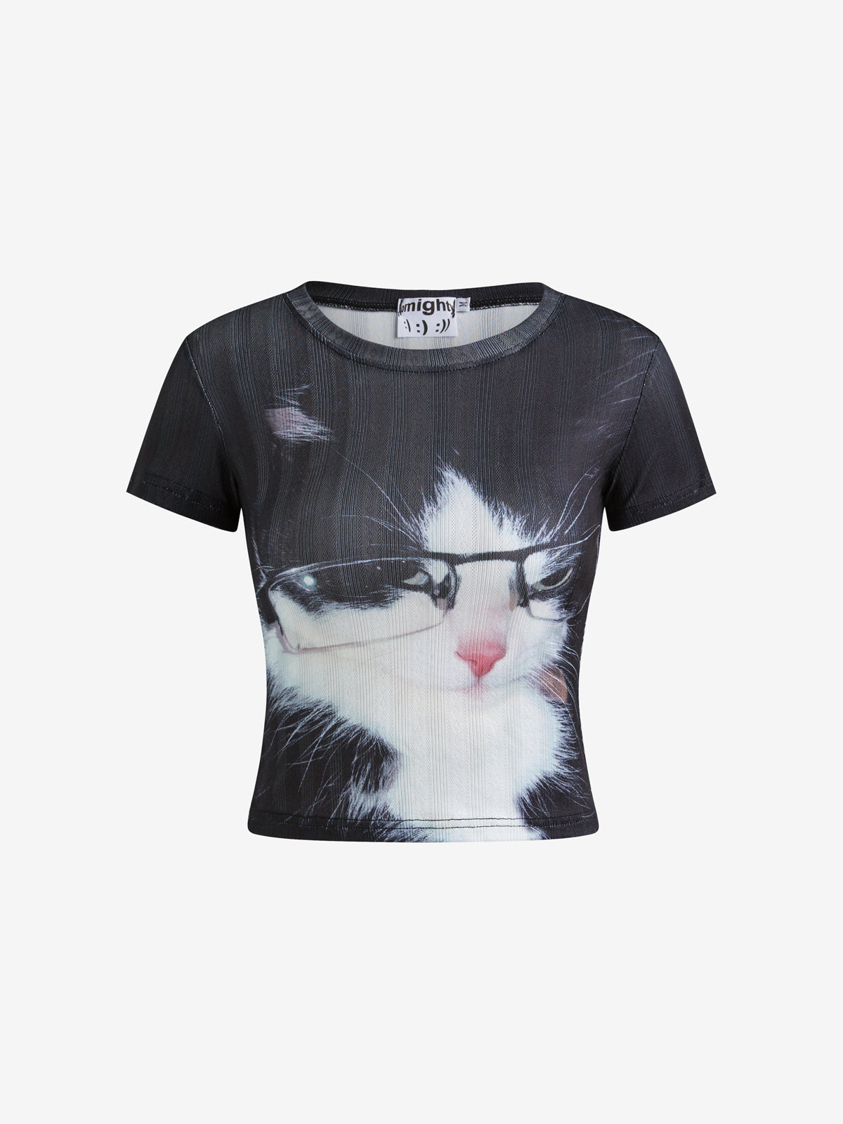 Glasses Black Cat American Retro Street Fashion Brand Hot Girl Short Sleeve T-Shirt