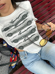 American Street Motorcycle Print Casual Loose Summer Short-Sleeved T-Shirt