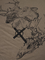 Retro Deer Print V-Neck Lightweight Comfortable Loose-Fitting Short-Sleeved T-Shirt