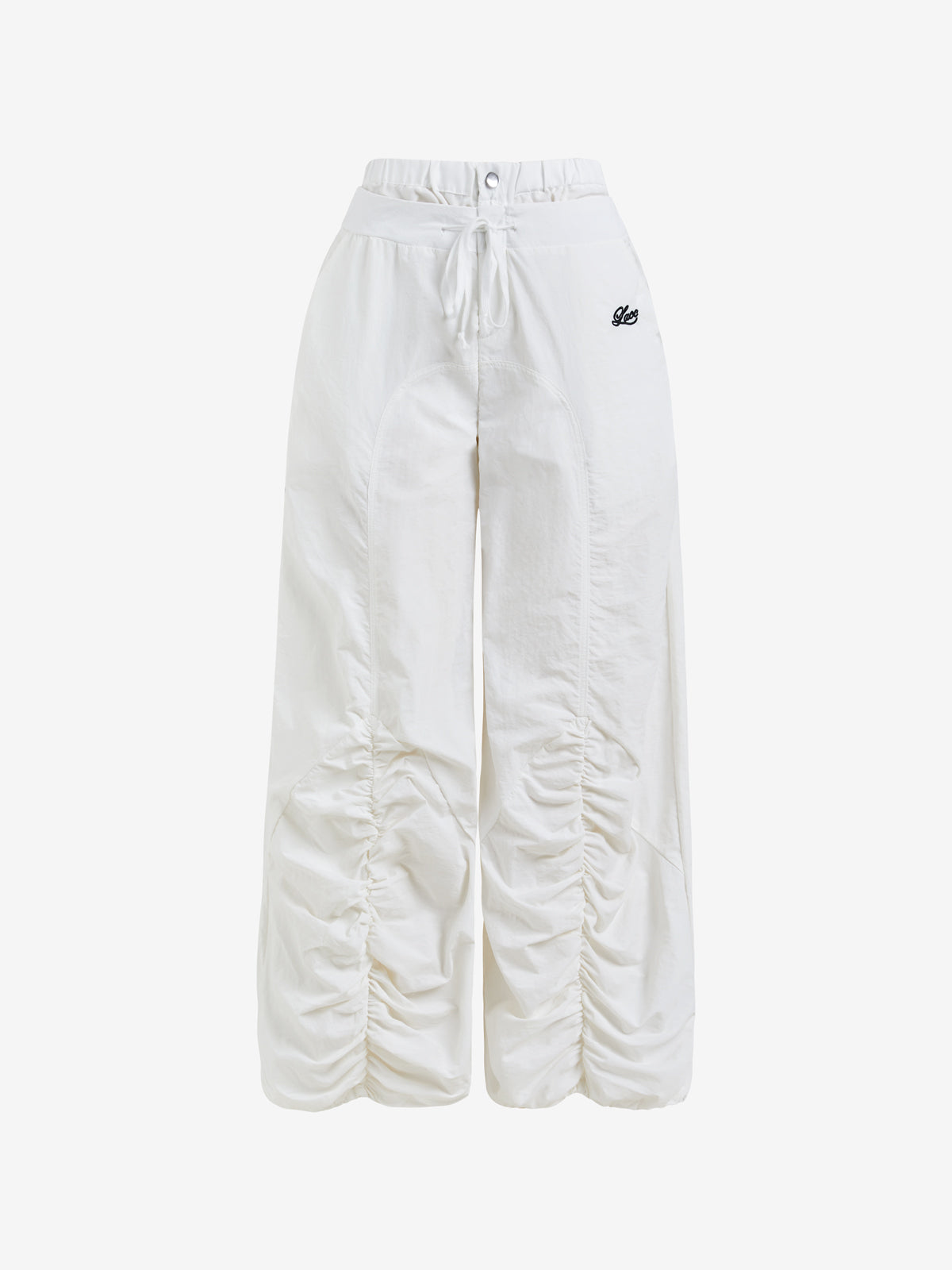 American Sports Style Long Loose Pleated Design Wide Leg Pants