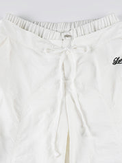 American Sports Style Long Loose Pleated Design Wide Leg Pants