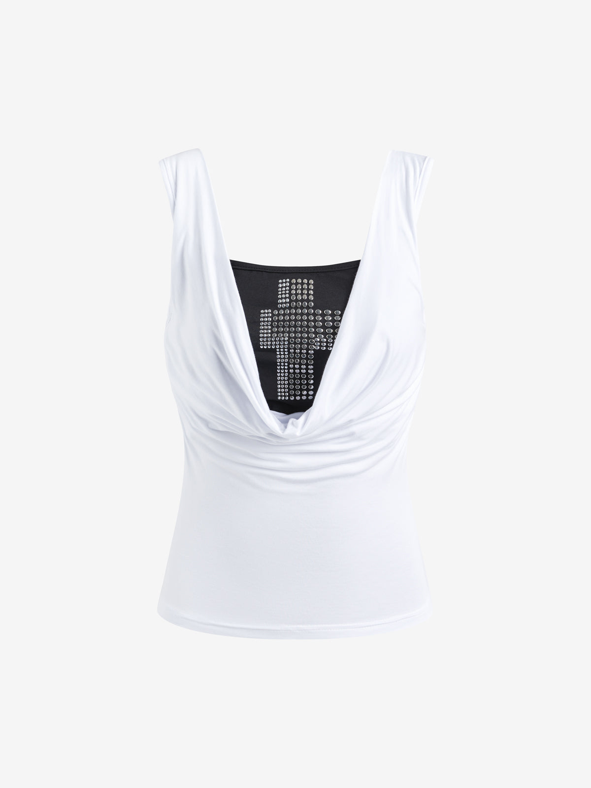 Niche Dark Style, Diamond Cross, Spicy Girl, Two-Tone Faux Two-Piece Vest