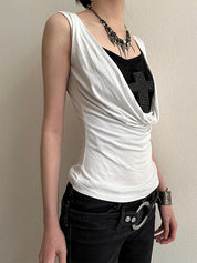 Niche Dark Style, Diamond Cross, Spicy Girl, Two-Tone Faux Two-Piece Vest