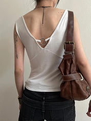 Niche Dark Style, Diamond Cross, Spicy Girl, Two-Tone Faux Two-Piece Vest