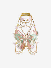 Ins Beautiful Trend Embroidered Butterfly Patchwork Metal Crystal Pendant Strapless Vest