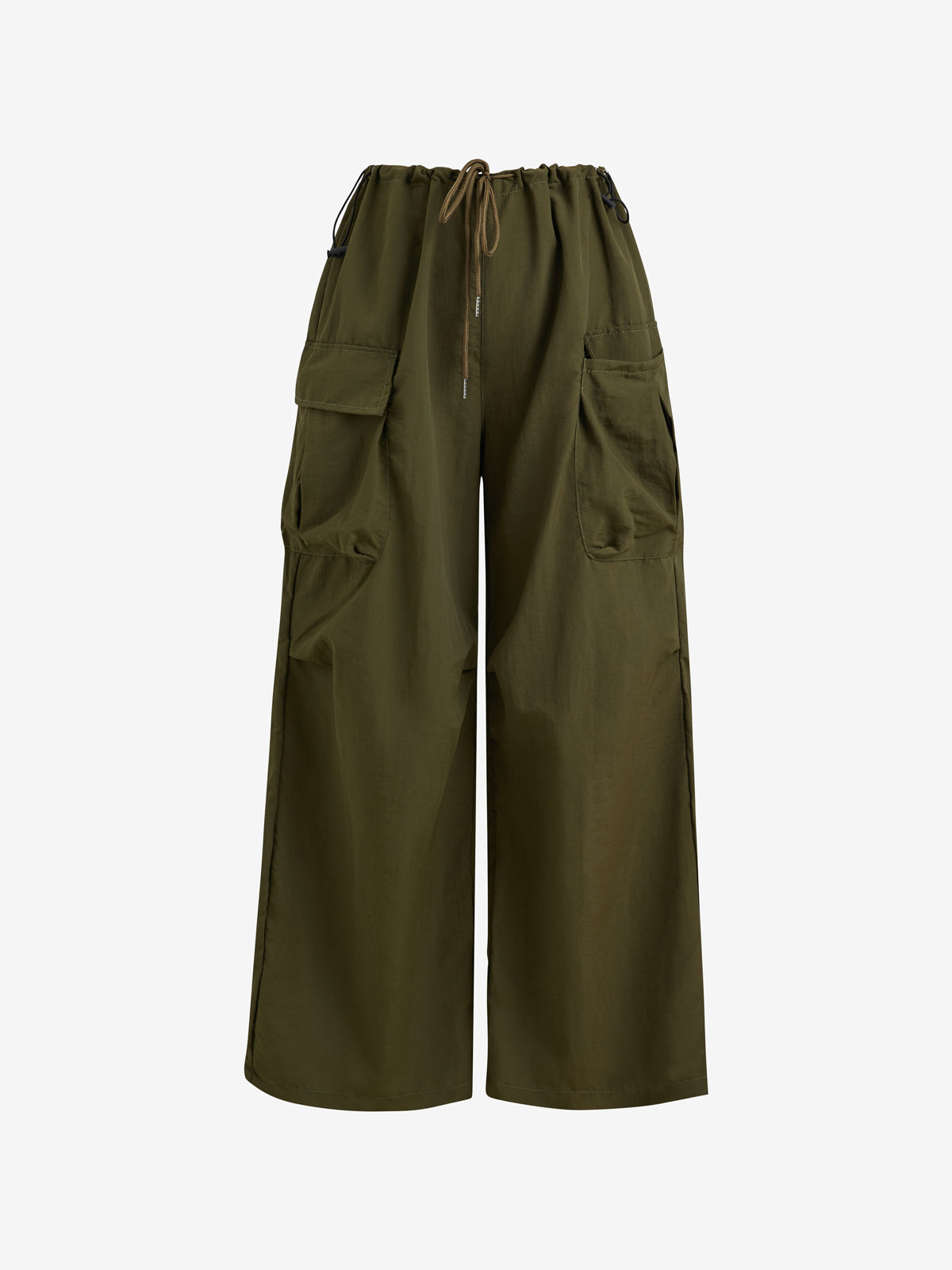 American-style workwear wide-leg pants with drawstring design, high waist, floral print long pants