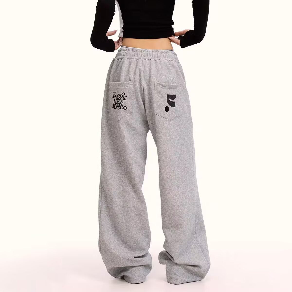 American-Style Retro Loose Straight-Leg Relaxed Sweatpants