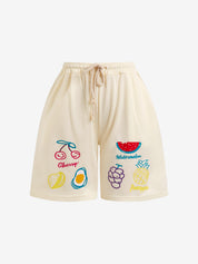 European And American Tropical Fruit Bubble Print Street Shorts
