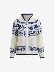 Fair Isle Christmas Tree Flower Cardigan Cardigan