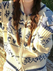 Fair Isle Christmas Tree Flower Cardigan Cardigan