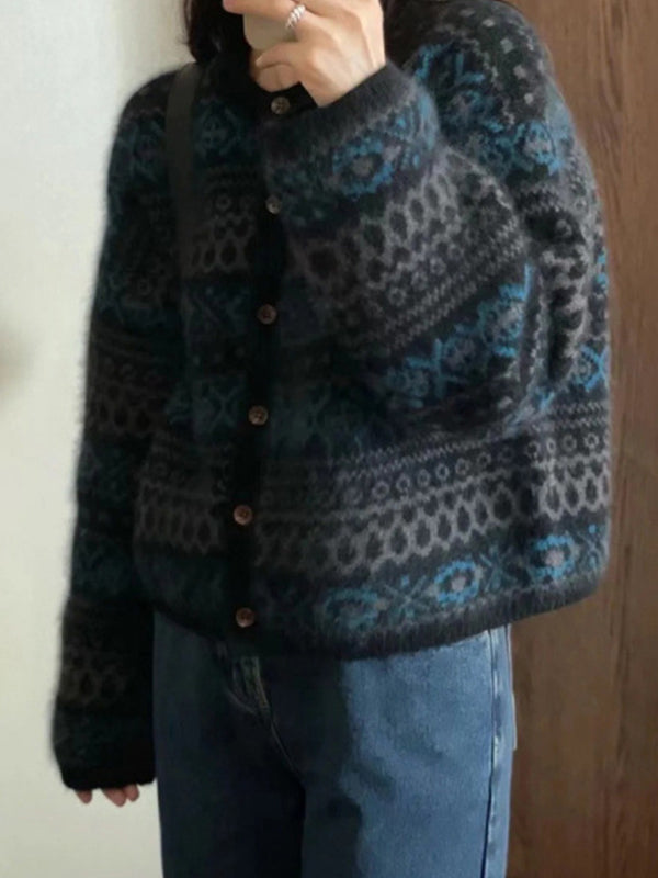 Fair Isle Vintage Knitted Cardigan Cardigan