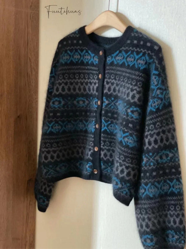 Fair Isle Vintage Knitted Cardigan Cardigan