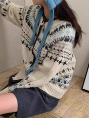 Retro Fair Isle Ethnic Cardigan Cardigan