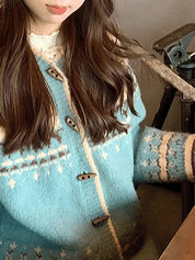 Kanyangfair Isle Korean College Style Cardigan