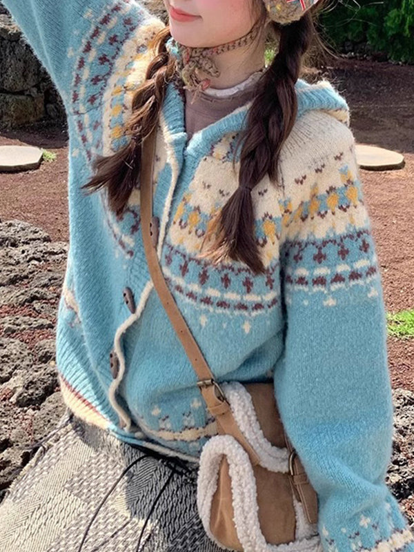 Kanyangfair Isle Korean College Style Cardigan