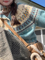 Kanyangfair Isle Korean College Style Cardigan