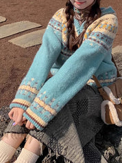 Kanyangfair Isle Korean College Style Cardigan