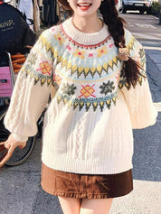 Fair Isle College Casual Pullover Sweater