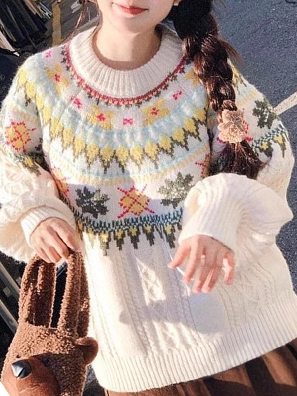 Fair Isle College Casual Pullover Sweater