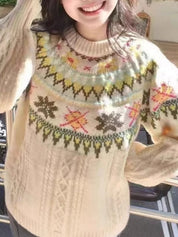Fair Isle College Casual Pullover Sweater